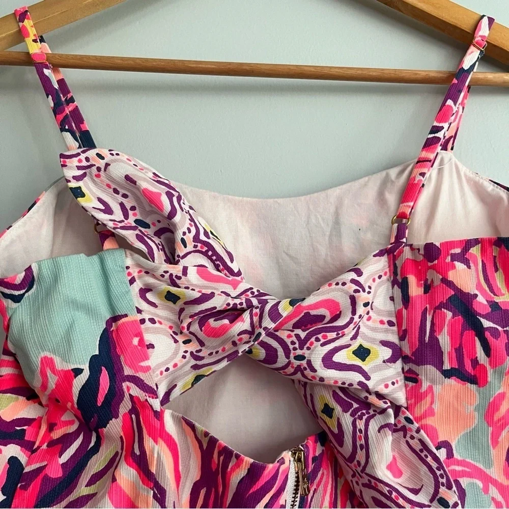 Lilly Pulitzer Shelli Dress Size 6 Tie Back Pink Blue - Picture 3 of 16